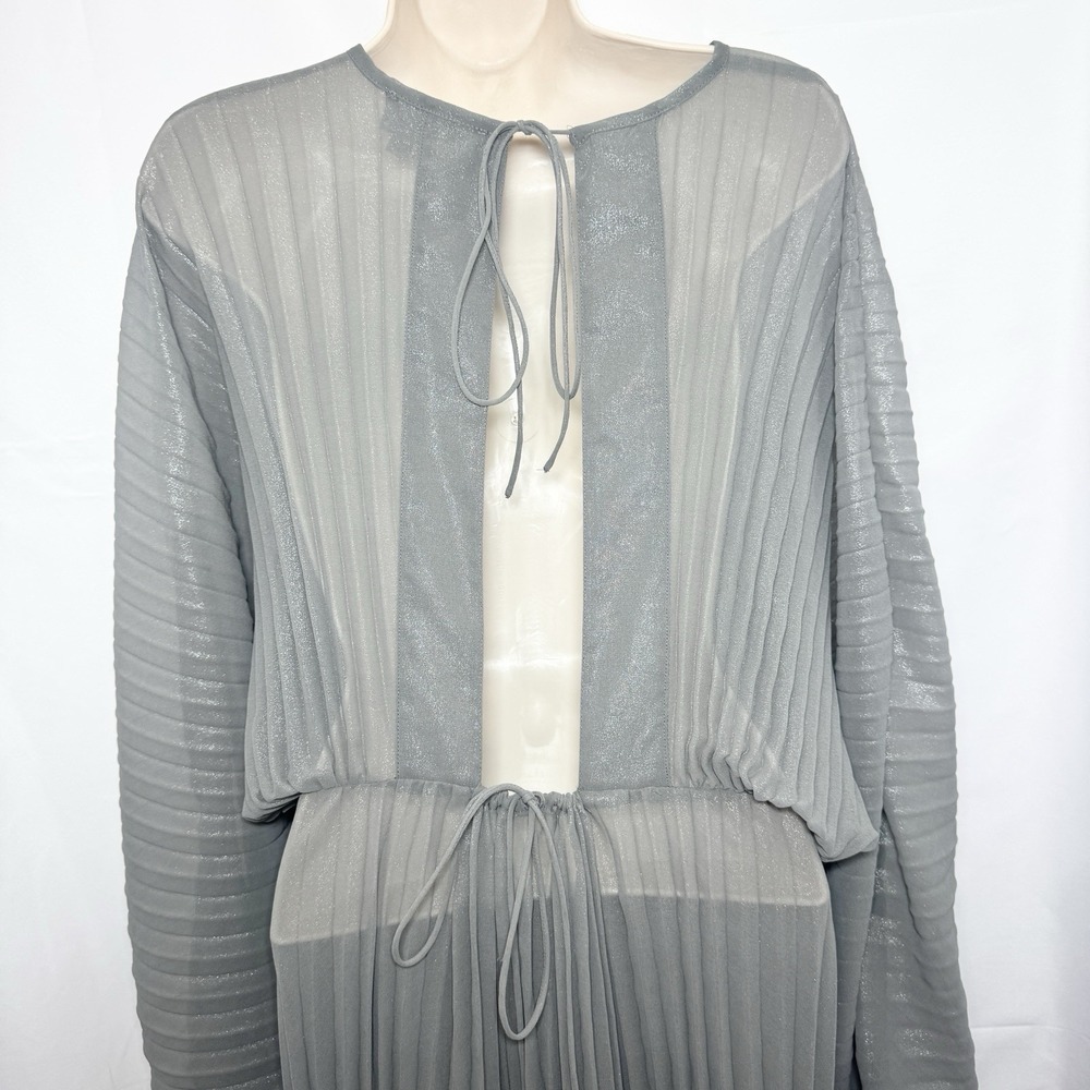 Sheer Pleated Taupe Women’s Dress- Resort Wear One Size - Picture 5 of 10